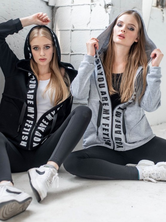 Жіноча кофта з капюшоном - Трихнитка - "Меган" - Чорний 5