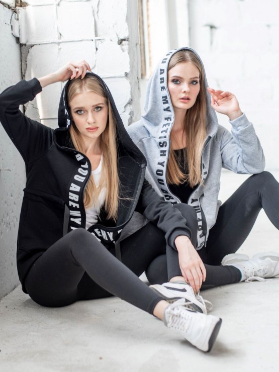 Жіноча кофта з капюшоном - Трихнитка - "Меган" - Сірий 1