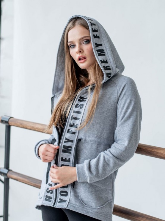 Жіноча кофта з капюшоном - Трихнитка - "Меган" - Сірий 5