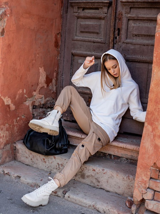 Жіноче худі з капюшоном - Молочний 3