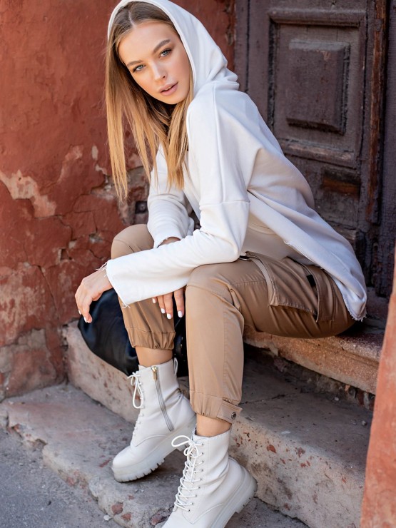 Жіноче худі з капюшоном - Молочний 4