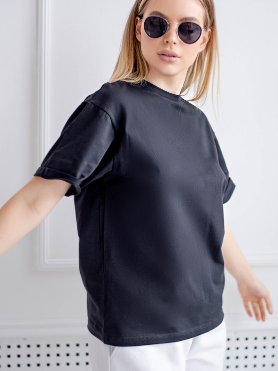 Футболка базова - чорна  - oversize -"Аніка" 