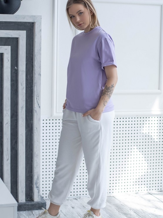 Футболка "Disco" - Бавовна - Лавандова -  принт касета 2