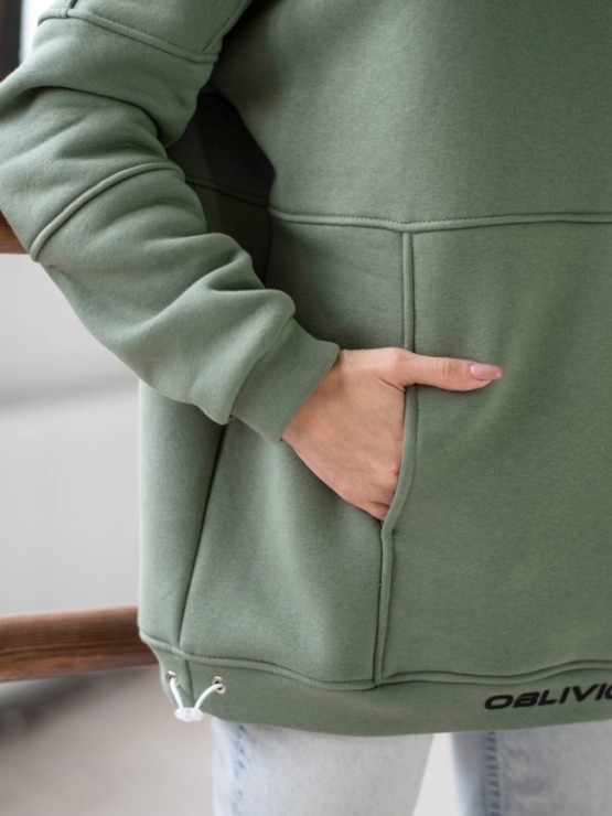 Жіночий худи на флісі з капюшоном Oversize - "Оллі" - хакі 5