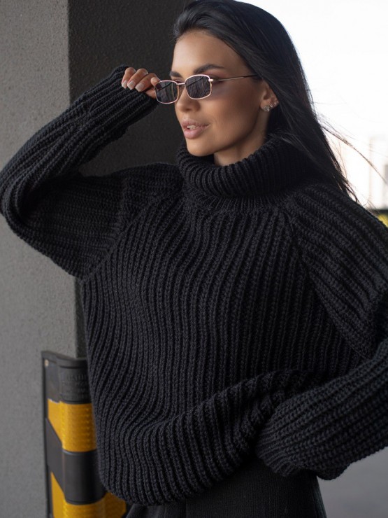 Жіночий светр крупної в’зки Вовна - Акрил - «Джоллі»чорний 5