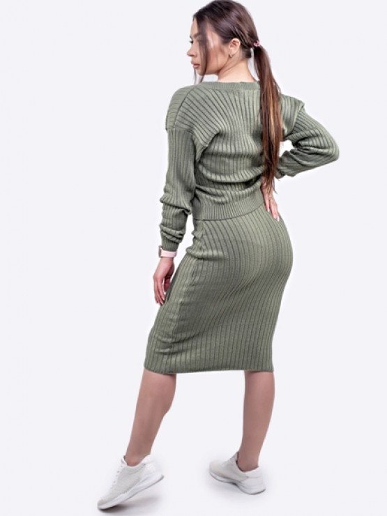 В'язана жіноча кофта "Елізабет" - Хакі 3