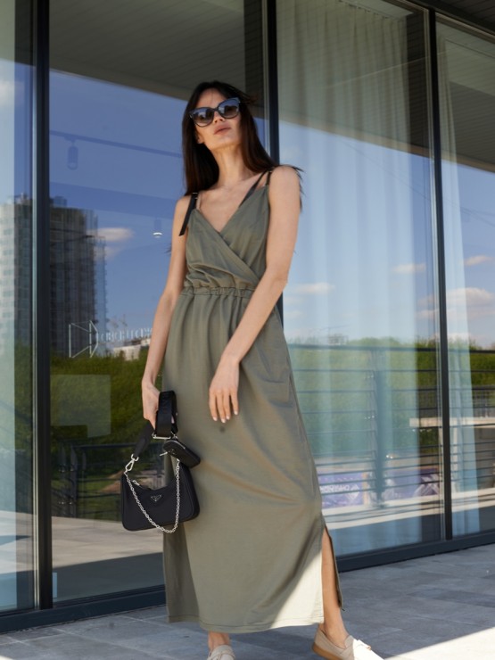 Літній трикотажний сарафан - «Домініка» - Хакі 5