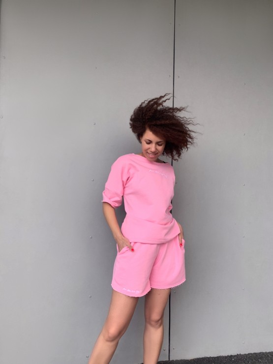 Костюм вільного крою - Футболка, шорти - Софія - Рожевий 4