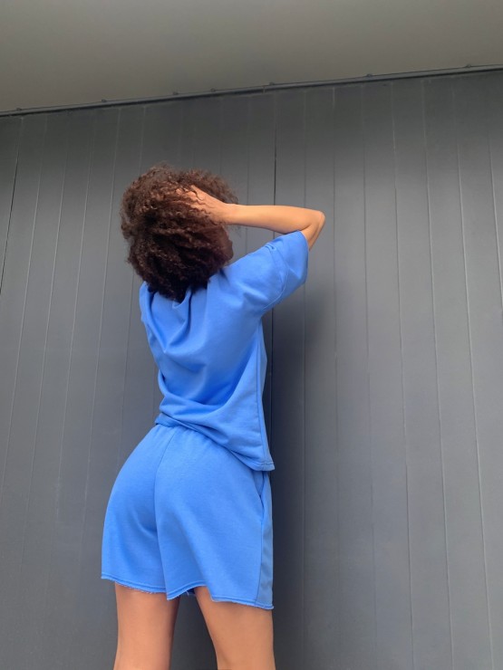 Костюм вільного крою - Футболка, шорти - Софія - Блакитний 4