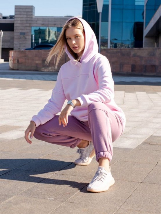 Жіночий спортивний костюм на флісі - "Аврора" -  рожево - ліловий 4
