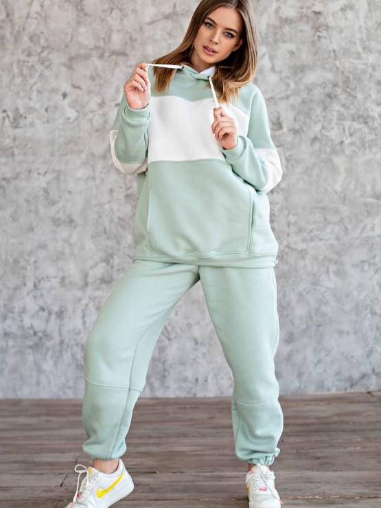 Костюм жіночий - Триніка на флісі -oversize - "Моніка" - Оливка 