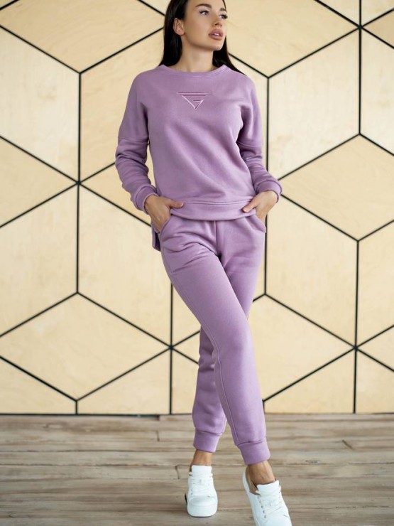 Жіночий костюм - Тринитка на флісі - «Белла» - Ліловий 