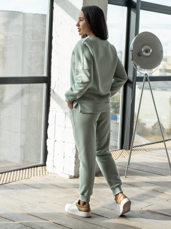 Жіночий костюм - Тринитка на флісі - «Белла» -  Оливка 1