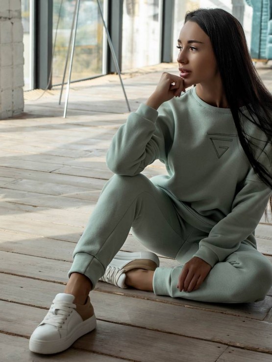 Жіночий костюм - Тринитка на флісі - «Белла» -  Оливка 2