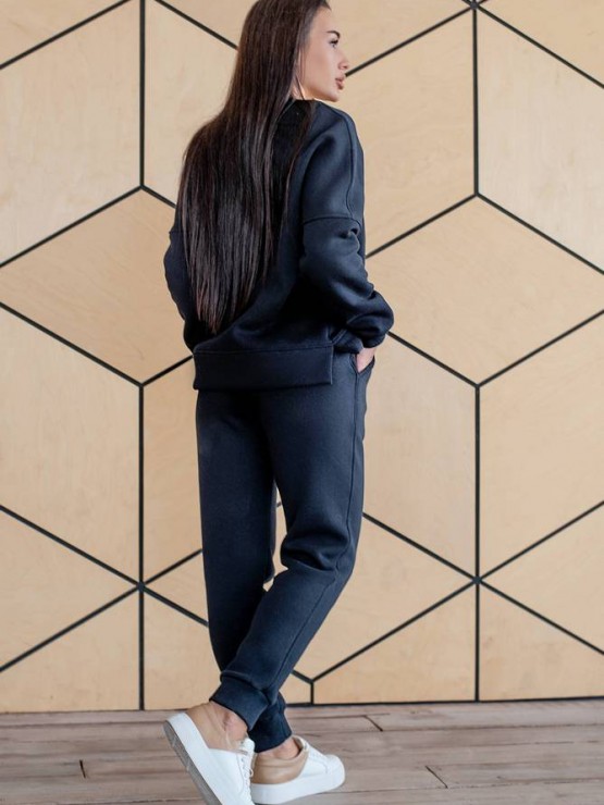 Жіночий костюм - Тринитка на флісі - «Белла» - Синій 1