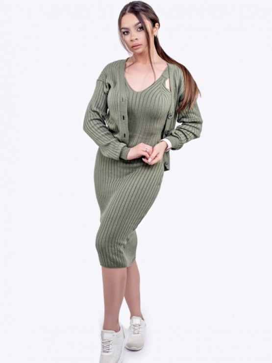 В'язана жіноча кофта "Елізабет" - Хакі 4