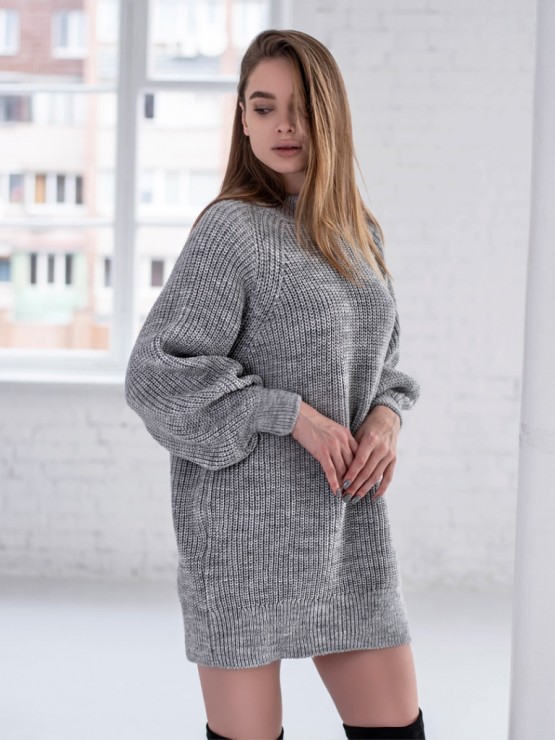 Жіноча туніка з високим горлом - Вовна - Акрил - "Мира" сірий 2