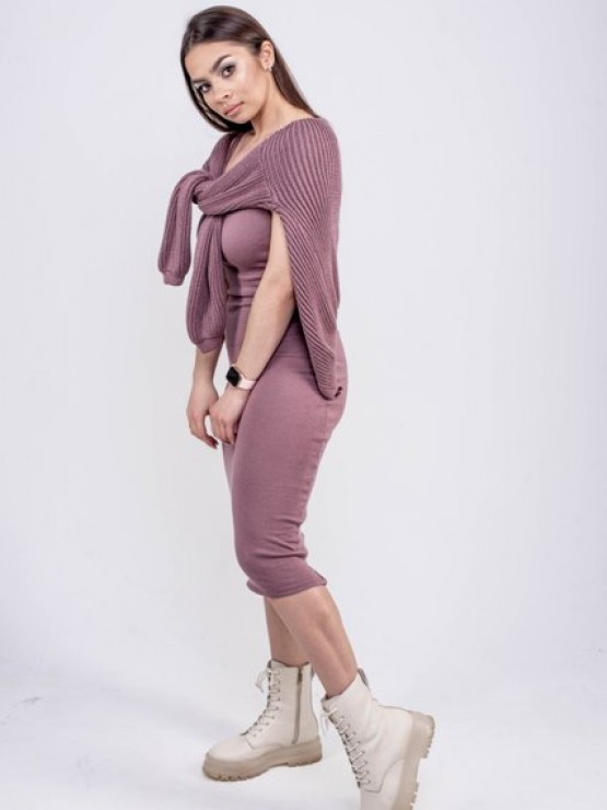 В'язана жіноча кофта - Бавовна - Шерсть - Акрил - "Келлі" - Слива 3