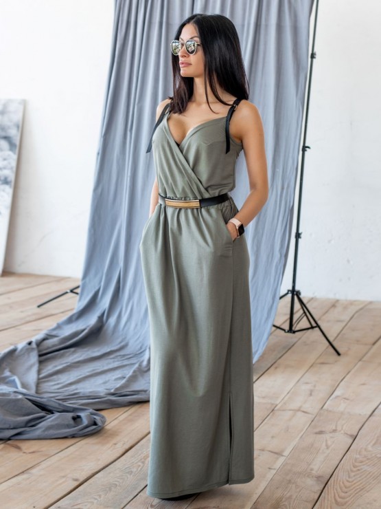 Літній трикотажний сарафан - «Домініка» - Хакі 