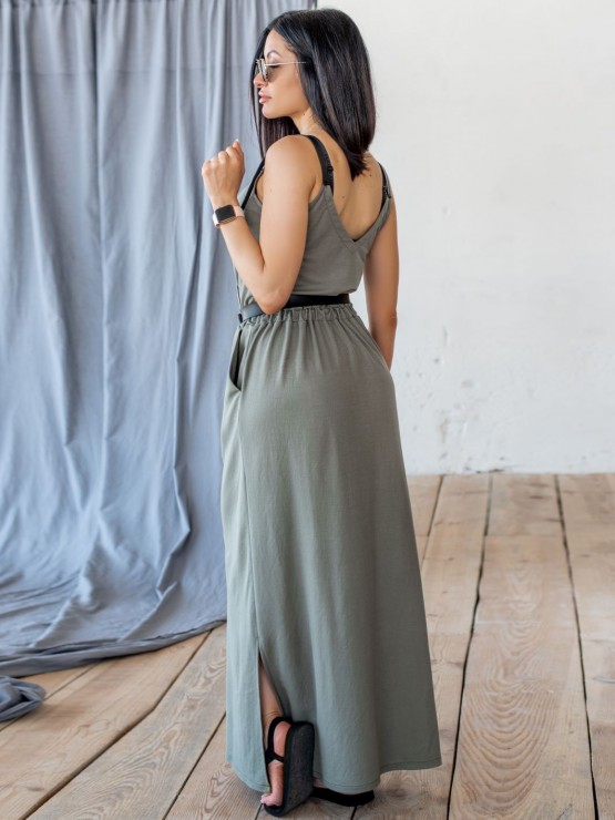 Літній трикотажний сарафан - «Домініка» - Хакі 3