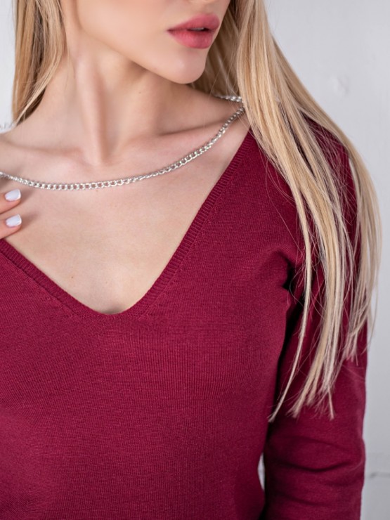 Сукня "Джуді" - Глибоке декольте - one size - Вишня 3