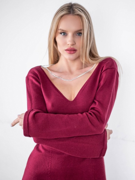 Сукня "Джуді" - Глибоке декольте - one size - Вишня 4