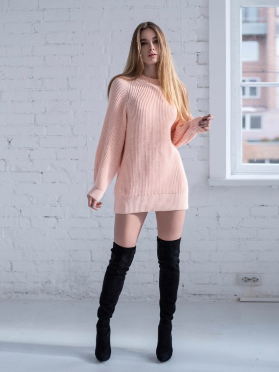 Жіноча туніка з високим горлом - Вовна - Акрил - "Мира" персик 3