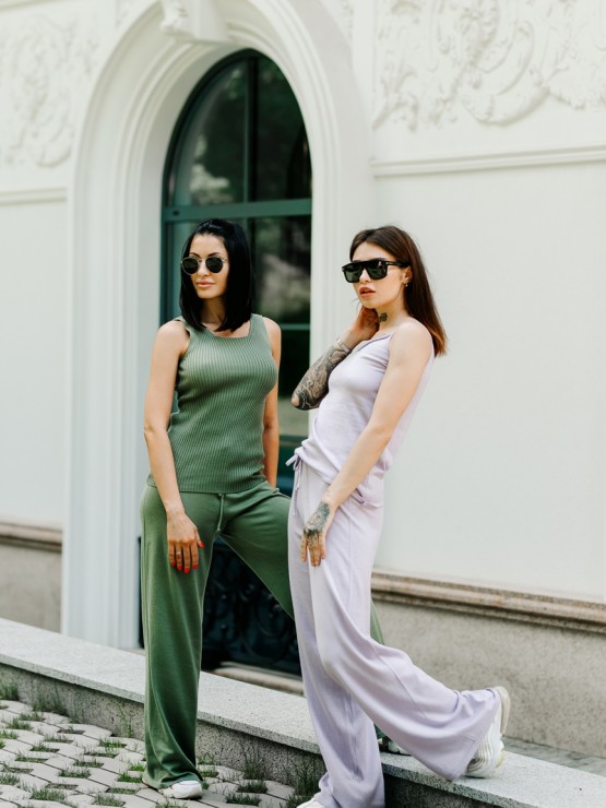 Штани жіночі - вільного крою - машинна в'язка - лаванда 3