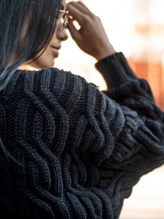 Укорочений кардиган із гудзиками - one size - "FLORA" чорний 3