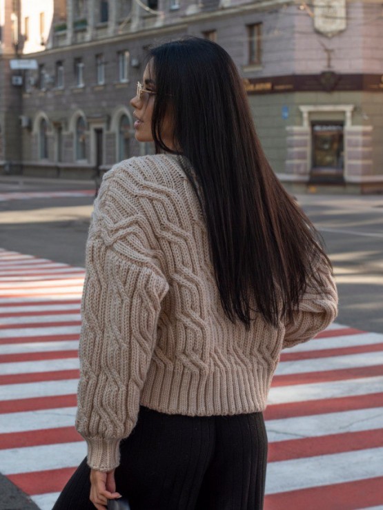 Укорочений кардиган із гудзиками - one size - "FLORA" - Бежевий 11