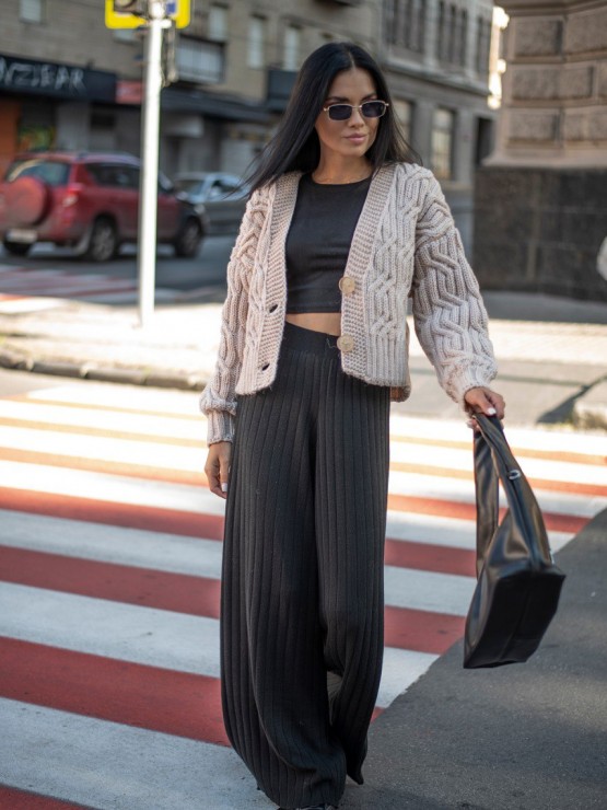 Укорочений кардиган із гудзиками - one size - "FLORA" - Бежевий 8