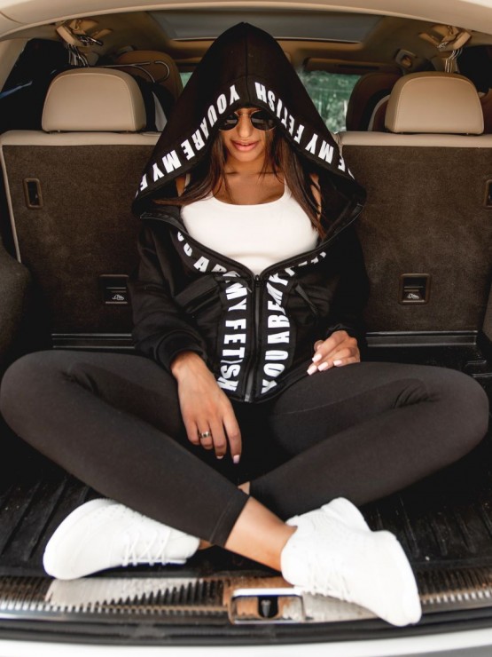 Жіноча кофта з капюшоном - Трихнитка - "Меган" - Чорний 2