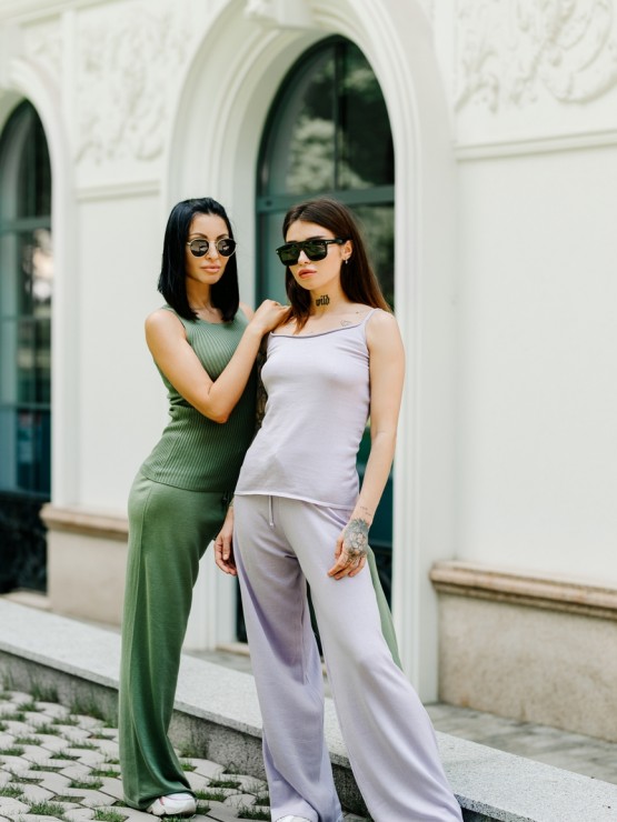 Штани жіночі - вільного крою - машинна в'язка - лаванда 5