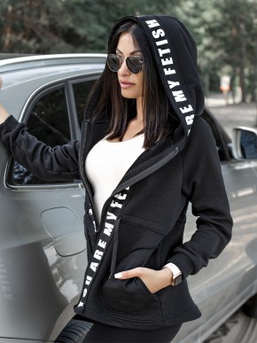 Жіноча кофта з капюшоном - Трихнитка - "Меган" - Чорний