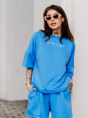 Костюм вільного крою - Футболка, шорти - Софія - Блакитний
