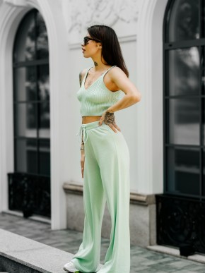 Штани жіночі - вільного крою - машинна в'язка - оливковий