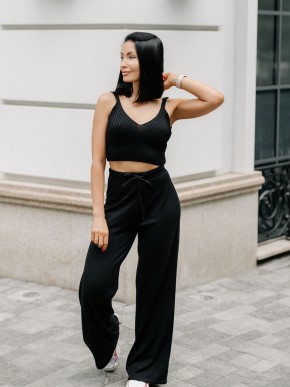 Штани жіночі - вільного крою - машинна в'язка - чорний