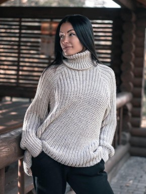 Жіночий светр з високим горлом - Вовна-Акрил - «Джоллі» - Пісок