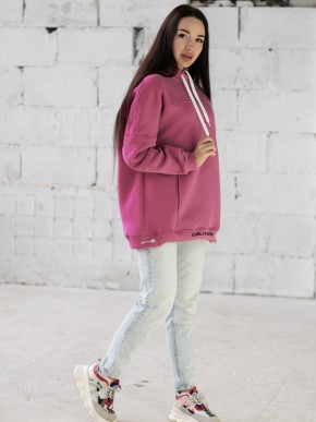Жіночий худи на флісі з капюшоном Oversize -  "Оллі" - малиновий