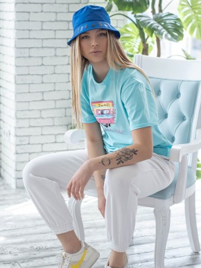 Футболка "Disco" - Бавовна -   м’ятна - принт касета