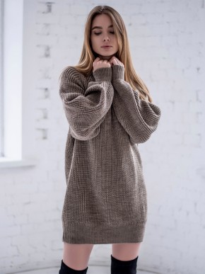 Жіноча туніка з високим горлом - Шерсть - Акрил - "Мира" шоколад