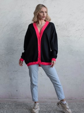 Кардиган з гудзиками - oversize - "Беатріс" - Чорно-малиновий