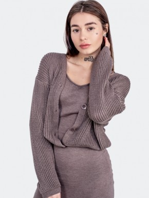 В'язана жіноча кофта - Бавовна - Шерсть - Акрил - "Келлі" - Шоколад