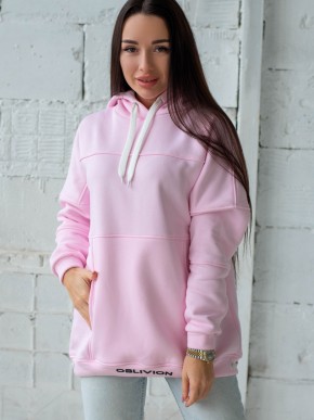 Жіночий худи на флісі з капюшоном Oversize - "Оллі" - рожевий