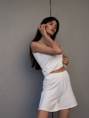 Костюм шорти та майка - Машинна в'язка - "Глорія" - Молочний