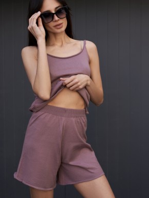 Костюм шорти та майка - Машинна в'язка - "Глорія" - Слива