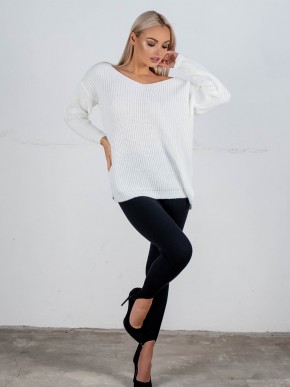 Светр з відкритою спиною oversize - машинне в'язання - "Кайлі" - Білий