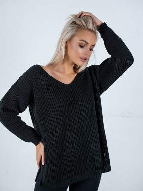 Светр з відкритою спиною oversize - машинне в'язання - "Кайлі" - Чорний