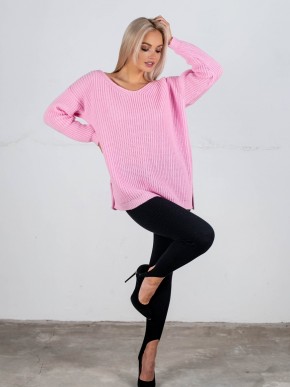 Светр з відкритою спиною oversize - машинне в'язання - "Кайлі" - Рожевий