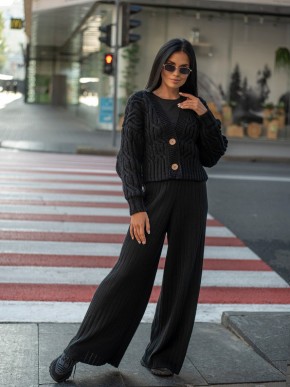 Укорочений кардиган із гудзиками - one size - "FLORA" чорний